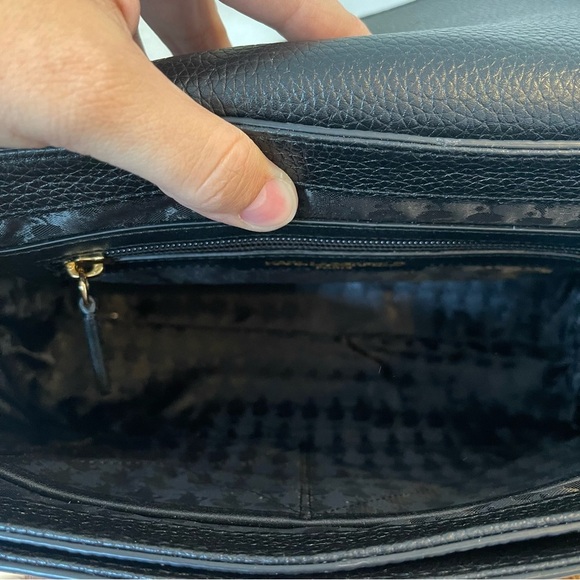 Karl Lagerfield Paris Charlotte Satchel Black Chevron Quilted Leather Crossbody - Picture 7 of 12